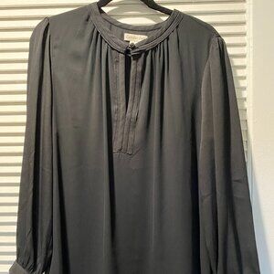 Coldwater Creek Black Lined Blouse w/ Button Closure, Long Sleeves